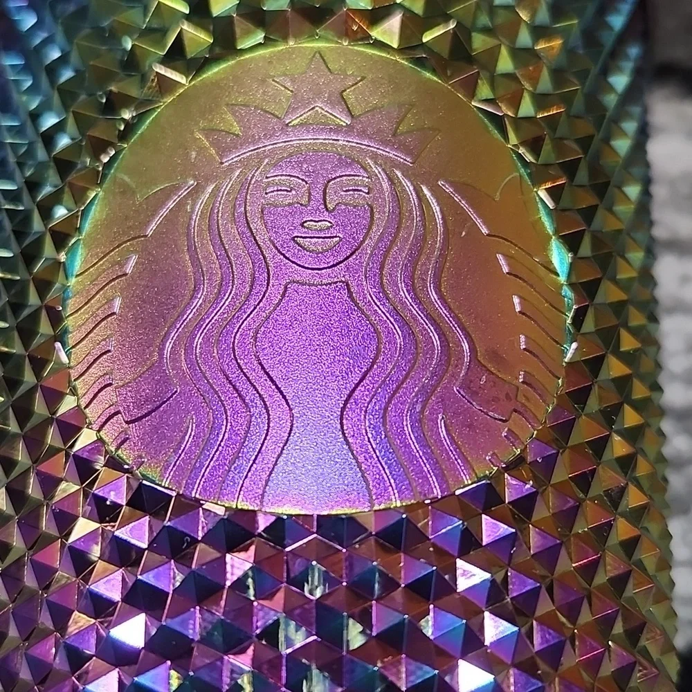 STARBUCKS 2023 OIL-SLICK RAINBOW IRIDESCENT STUDDED COLD-CUP TUMBLER 16 OZ